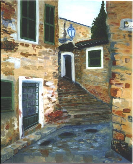 Gasse auf Mallorca 4,  Oel auf Leinwand, 50x60