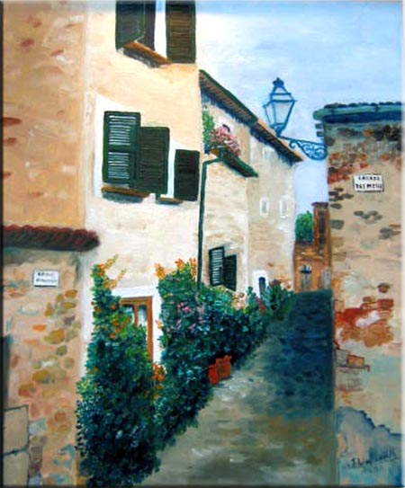 Gasse auf Mallorca 2,  Oel auf Leinwand, 50x60