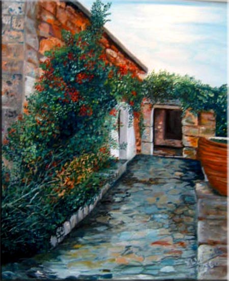 Gasse auf Mallorca 4,  Oel auf Leinwand, 50x60