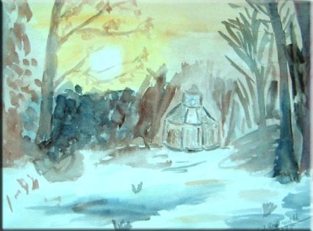 Winter im Park, Aquarell auf Papier, 50x60