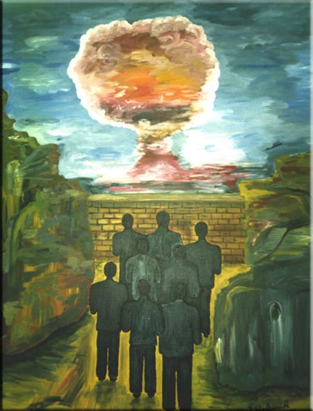Triologie -Atomversuch / Machtlos , Acryl auf Leinwand, 100x80